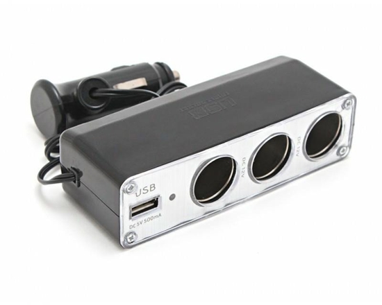 Picture of Rozdzielacz do zapalniczki samochodowej 3 gniazda+USB 12V