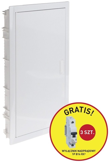 Picture of Rozdzielnica moduowa Legrand RWN 602433P podtynkowa 3x12 moduów IP40 drzwi biae+ wycznik nadprdowy 1P B16 RX3 ( 3 szt.)