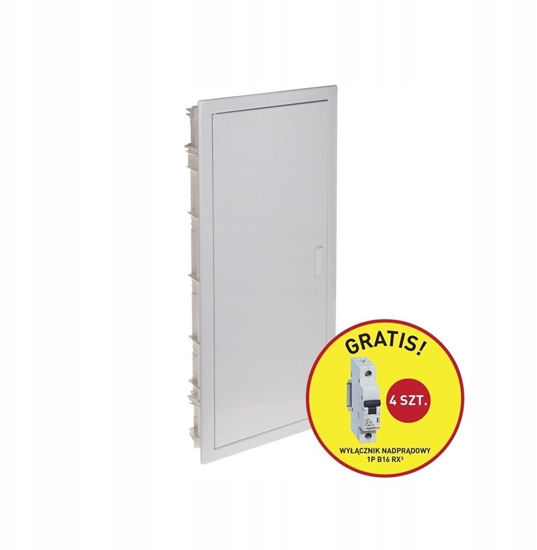 Picture of Rozdzielnica moduowa Legrand RWN 602434P podtynkowa 4x12 moduów IP40 drzwi pene biae + wycznik nadprdowy 1P B16 RX3 ( 4 szt.)