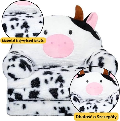 Attēls no Rozkadany Fotel Dla Dziecka Krowa 3 Poziomowy Biao Czarny 50x50cm