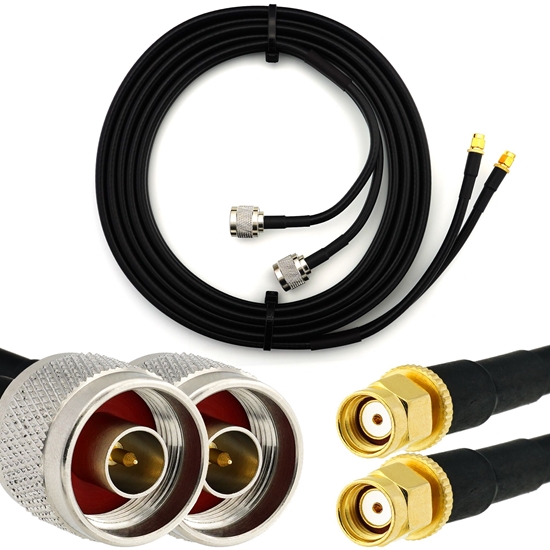Изображение RP-SMA Male to N Male 10m Twin Coaxial Cable — HF240 (LMR240 equivalent)