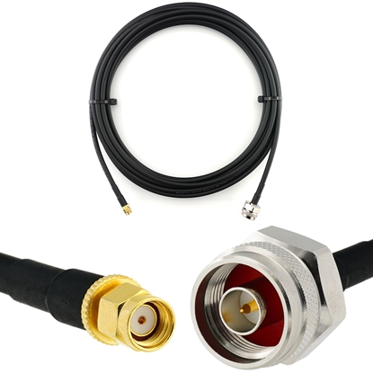 Изображение RP-SMA Male to N Male Hex 5m Coaxial Cable — HF240 (LMR240 equivalent)