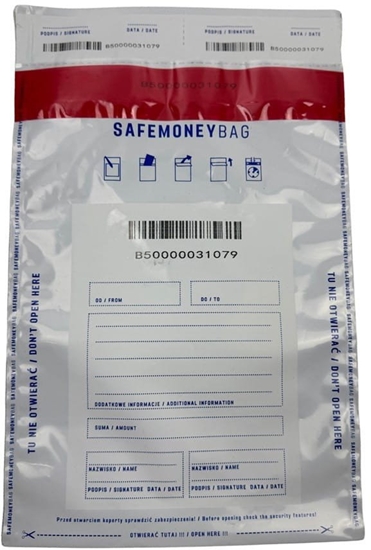 Picture of SAFEMONEYBAG Koperty bezpiecznie depozytowe biaa B5 190mmx260mm+35mm 100 szt