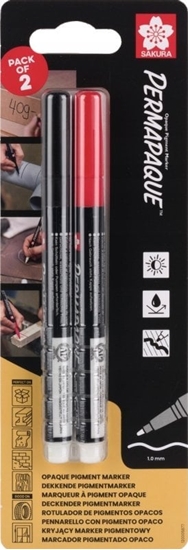 Picture of Sakura Markery Permapaque z cienk kocówk czarny + czerwony, Sakura