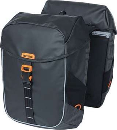 Picture of Sakwa miejska podwójna BASIL MILES TARPAULIN DOUBLE PANNIER BAG MIK 34L, MIK System (ready to go), 100% wodoodporna black orange (NEW 2025)