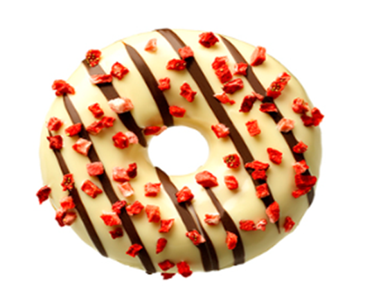 Picture of Saldēts virtulis DOUNUT WORRY BE HAPPY, ar zemeņu pildījumu 73g x 12gab