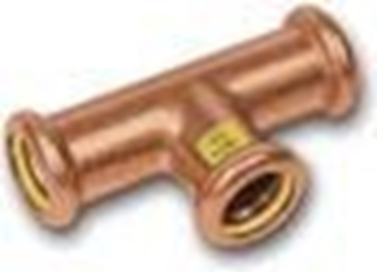 Изображение SANHA Trójnik redukcyjny Press Gas miedziany 22 x 18 x 22mm (110130221822)