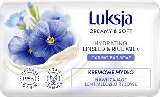 Picture of Sarantis Luksja Creamy & Soft Nawilajce Kremowe Mydo w kostce Len & Mleczko Ryowe 90g