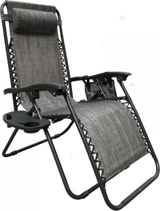 Attēls no Saska Garden Leak ogrodowy skadany wielofunkcyjny ze stolikiem i gazetownikiem 175x52/65x110cm szary