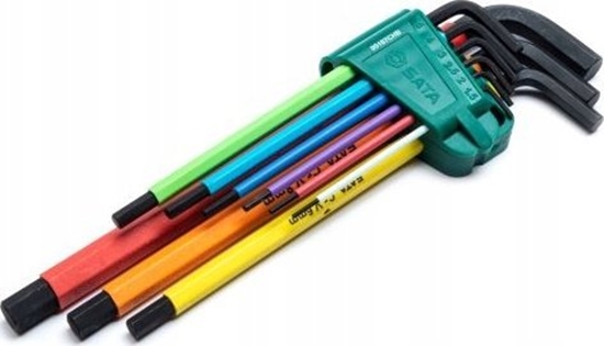 Picture of SATA SATA ZESTAW 9 KLUCZY TRZPIENIOWYCH KOLOROWYCH 6-KTNYCH EKSTRA DUGICH METRYCZNYCH