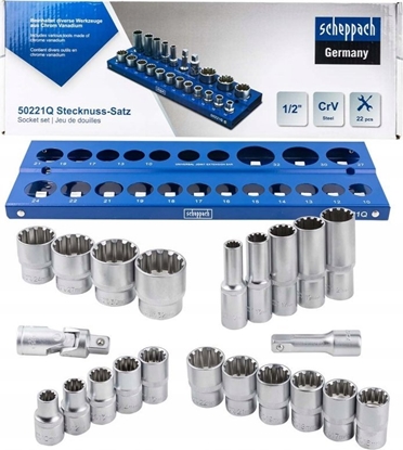 Attēls no Scheppach Zestaw nasadek 1/2" SPLINE 22el. (10-32mm) (12-ktnych)