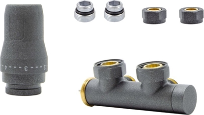 Attēls no Schlosser ZESTAW DUO-PLEX 3/4xM22x1.5 LEWY, PRAWY NYPLE, G. NA ZASILANIU, Z CU - GRAPHITE