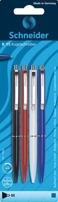 Picture of Schneider biros K15 M do wielokrotnego napeniania czarny/czerwony/biay/niebieski 4 szt