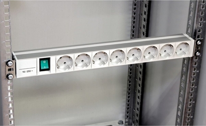 Picture of SCHNEIDER ELECTRIC ACTASSI 1U PDU  POWER DISTRIBUTION RAIL 8 SCHUKO SOCKETS+SWITCH 19P VDE