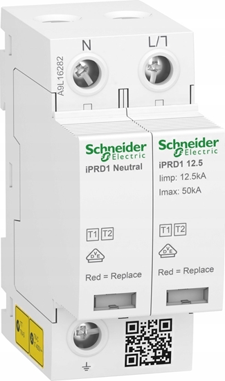 Picture of Schneider Electric Ogranicznik przepi iPRD1 12.5R-T12-1N 1+1-biegunowy T1+T2 B+C 12,5kA ze stykiem A9L16282