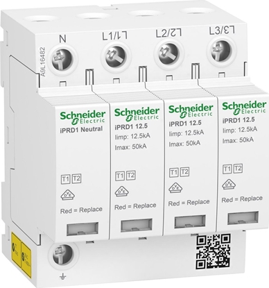 Picture of Schneider Electric Ogranicznik przepi iPRD1 12.5R-T12-3N 3+1-biegunowy T1+T2 B+C 12,5kA ze stykiem A9L16482