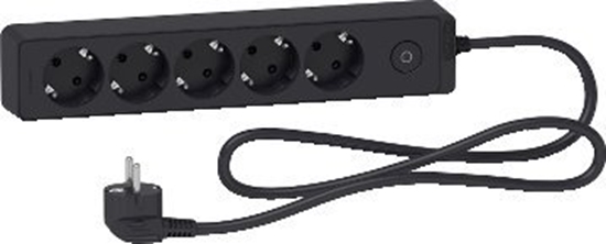 Изображение SCHNEIDER ELECTRIC UNICA EXTEND - SCHUKO TRAILING LEAD - 5 OUTLETS - ANTHRACITE
