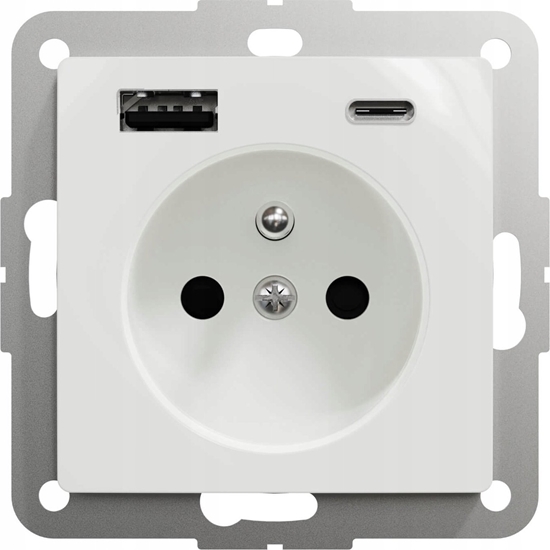 Picture of SCHNEIDERE Gniazdo pojedyncze z uziemieniem Schneider Sedna Design SDD111072 z USB A+C 3A zaciski bezgwintowe biae Design & Elements