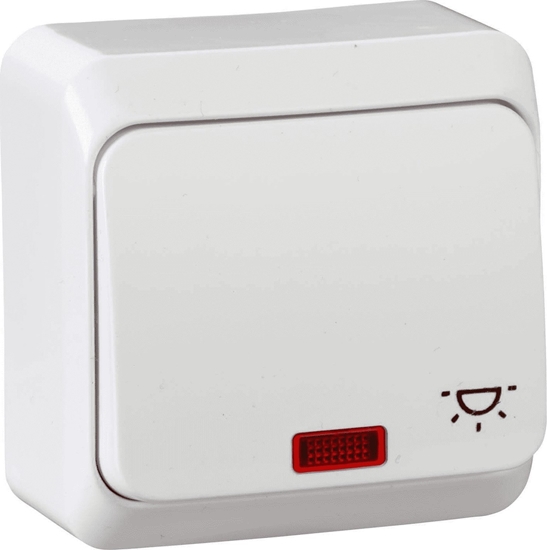 Picture of SCHNEIDERE Prima przycisk "wiato" Schneider natynkowy pojedynczy podwietlany (WNT-102PS) biay WDE001016