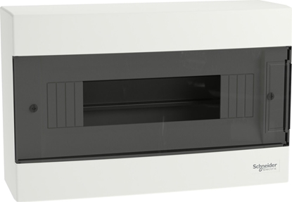 Attēls no SCHNEIDERE Rozdzielnica natynkowa Schneider 1x12 IP40 IK07 Easy9 EU EZ9EU-1-12-NT-T EZ9EUC112 biaa drzwi transparentne