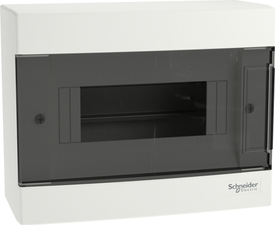 Picture of SCHNEIDERE Rozdzielnica natynkowa Schneider 1x8 IP40 IK07 Easy9 EU EZ9EU-1-8-NT-T EZ9EUC108 biaa drzwi transparentne