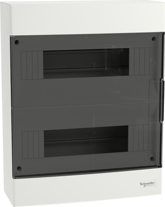 Attēls no SCHNEIDERE Rozdzielnica natynkowa Schneider 2x12 IP40 IK07 Easy9 EU EZ9EU-2-12-NT-T EZ9EUC212 biaa drzwi transparentne