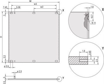 Attēls no SCHROFF SCHROFF Panel przedni, osona Refrofit, 6 U, 84 U, 2,5 mm, Al, anodowany, nieobrobione krawdzie