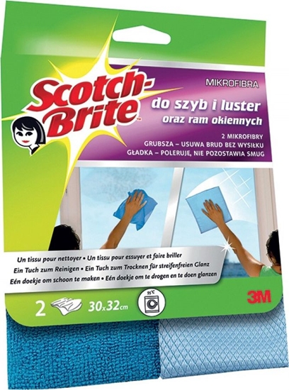 Изображение Scotch ciereczki z mikrofibry SCOTCH BRITE do szyb i luster, 2szt., ciemno/jasnoniebi - 4046719419043