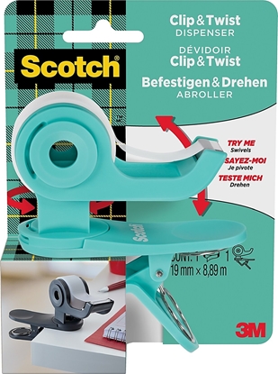 Attēls no Scotch Dyspenser do tam SCOTCH® Clip&Twist (C-19-CLIP), w zestawie tama Magic 19mmx8,89m, zielony