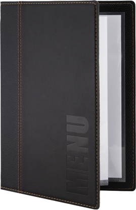 Picture of Securit Menu Kortholder A5 25x19 cm Securit Trendy viser 4 A5 sider Læderomslag Sort,10 stk/krt