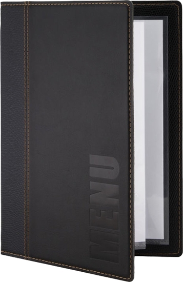 Picture of Securit Menu Kortholder A5 25x19 cm Securit Trendy viser 4 A5 sider Læderomslag Sort,10 stk/krt