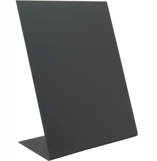 Picture of Securit® L-shaped A5 acrylic table sign in matte black - set of 3 pieces.