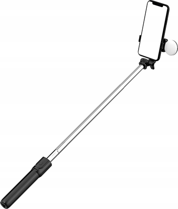 Изображение Selfie stick Hurtel Selfie stick WH1YXS teleskopowy tripod 1m z okrg lamp i uchwytem na telefon - czarny