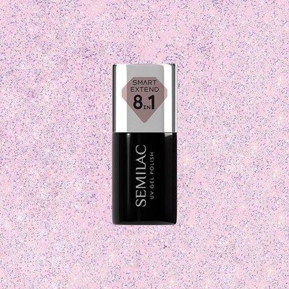 Picture of SEMILAC Smart Extend Lakier hybrydowy Glitter Delicate Pink nr. 806 7 ml