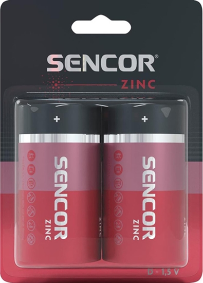 Изображение Sencor Bateria alkaliczna, D (LR20), ogniwo typ D, 1.5V, Sencor, blistr, 2-pack