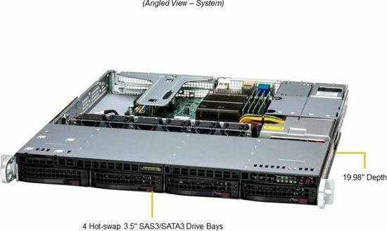 Изображение Serwer SuperMicro Supermicro 1U E-2456 6C/12T 2x16GB 480GB M.2 4x3.5" HS 600W