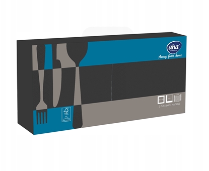 Picture of Serwetki AFH AHA, 2-warstwowe, skadanie 1/4, 33x33cm, 250 szt., czarne