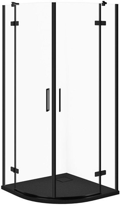 Attēls no SET C619 KABINA CITY PÓOKR CZARNA 80X80X195+TAKO SLIM CZARNY MAT WIR