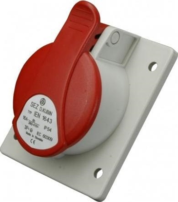 Picture of SEZ Gniazdo tablicowe skone 5P 32A 400V czerwone podtynkowe z puszk IP44 GTPN 3253