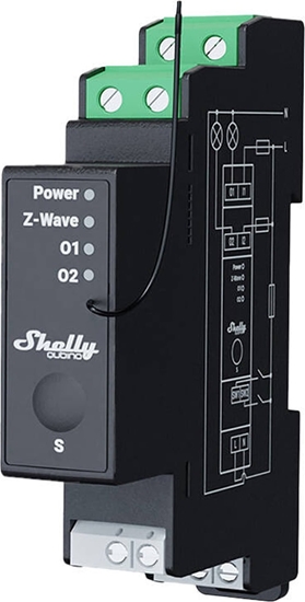 Picture of Shelly 2-channel DIN rail relay with energy measurement Shelly Qubino Pro 2PM