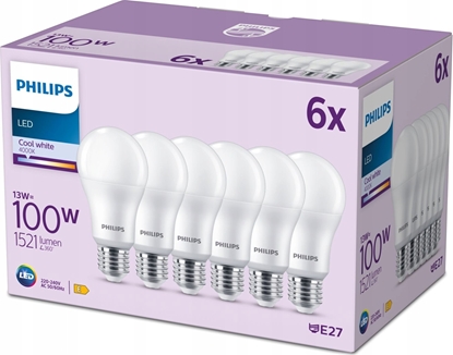 Изображение Signify Philips LED classic lampa 100W E27 zimna biel 1521lm matowy 6 szt. P