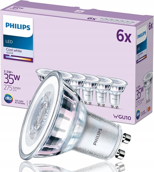 Picture of Signify Philips LED classic Lampe 35W GU10 Kaltweiß 275lm Silber 6er P