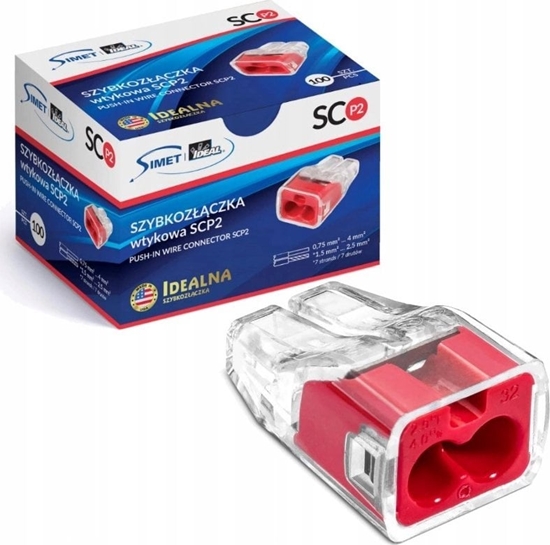 Изображение Simet Szybkozczka wciskana do drutów 2x 0,75-4mm2 32A 1opak.=10szt. Simet Ideal SCP2 B10 88001001 transparentna/czerwona