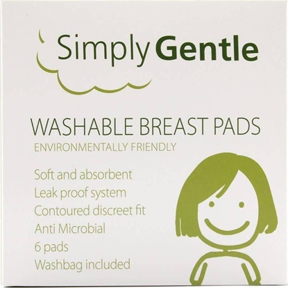 Picture of Simply Gentle Simply Gentle  Wielorazowe wkadki laktacyjne z woreczkiem  6 szt.