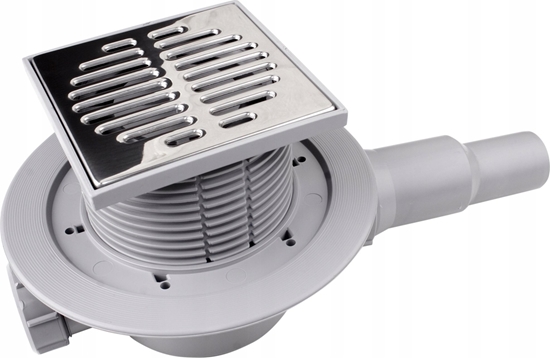 Picture of Syfon McAlpine Wpust podogowy z zaworem;kratka nierdz. 115x115mm; odejcie poziom 40/50mm