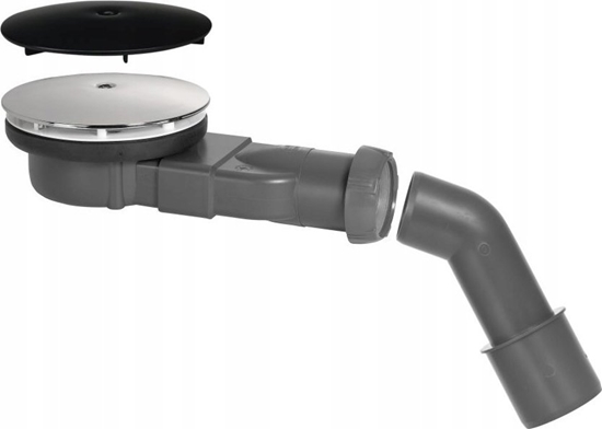 Picture of Syfon Tycner Odpyw brodzikowy slim fi 90 z dwoma grzybkami chrom i czarny