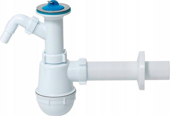 Изображение Syfon Tycner Syfon do zlewu fi50 mm butelkowy, metalowe sitko, wyjcie: pralka/zmywarka 1-komora [5/30]