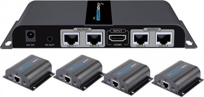 Attēls no System przekazu sygnau AV Techly Extender Splitter HDMI 1x4 1080p60Hz po Skrtce Cat6 do 40m (IDATA EX-HL41TY)