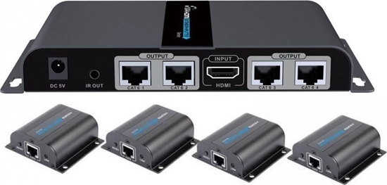 Picture of System przekazu sygnau AV Techly Extender Splitter HDMI 1x4 1080p60Hz po Skrtce Cat6 do 40m (IDATA EX-HL41TY)