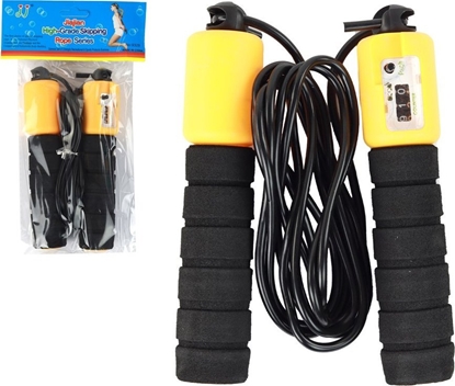 Изображение Skakanka sportowa LeanToys Skakanka Czarno-óta Z Licznikiem 280 cm Regulacja Fitness